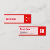 赤のイニシャル スキニー名刺 (正面/裏面)