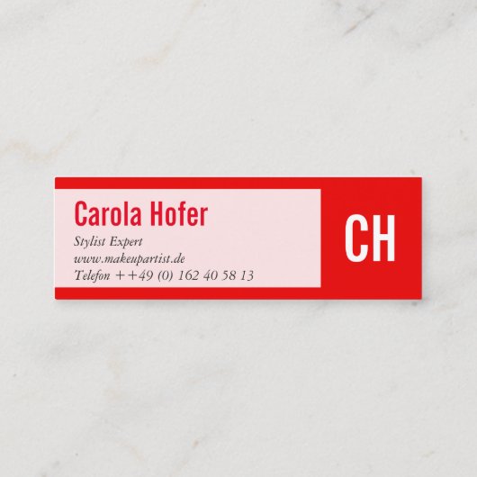 赤のイニシャル スキニー名刺 (裏面)