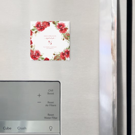 赤のエレガンス結婚が私た救ちの日付 マグネット (インサイチュ (冷蔵庫))