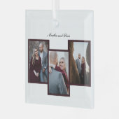 赤のエレガントス婚約したクリプト3 Photo Collage ガラスオーナメント (正面左)