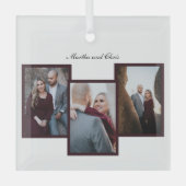 赤のエレガントス婚約したクリプト3 Photo Collage ガラスオーナメント (正面)