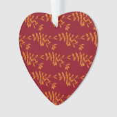 赤のオレンジ葉色のシルエットブランチ オーナメント (正面)