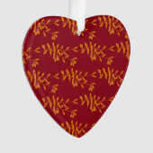 赤のオレンジ葉色のシルエットブランチ オーナメント (正面)