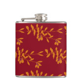 赤のオレンジ葉色のシルエットブランチ フラスク (正面)