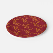 赤のオレンジ葉色のシルエットブランチ ペーパープレート (アングル)