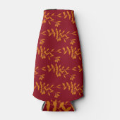 赤のオレンジ葉色のシルエットブランチ ボトルクーラー (正面)