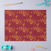 赤のオレンジ葉色のシルエットブランチ 薄葉紙 (クラフト)