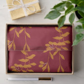 赤のオレンジ葉色のシルエットブランチ 薄葉紙 (ギフト)