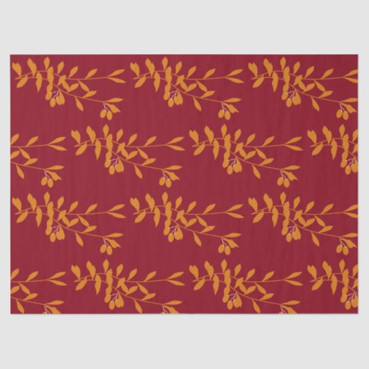 赤のオレンジ葉色のシルエットブランチ 薄葉紙 (正面)