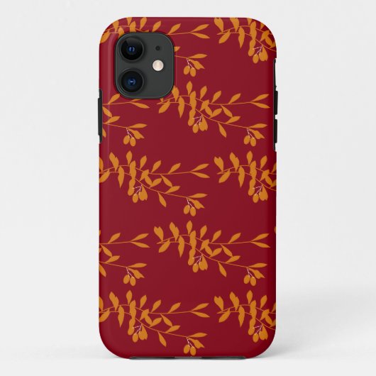 赤のオレンジ葉色のシルエットブランチ Case-Mate iPhoneケース (裏面)