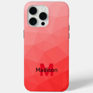 赤のオンブル幾何学的なメッシュパターン モノグラム iPhone 15 PRO MAXケース