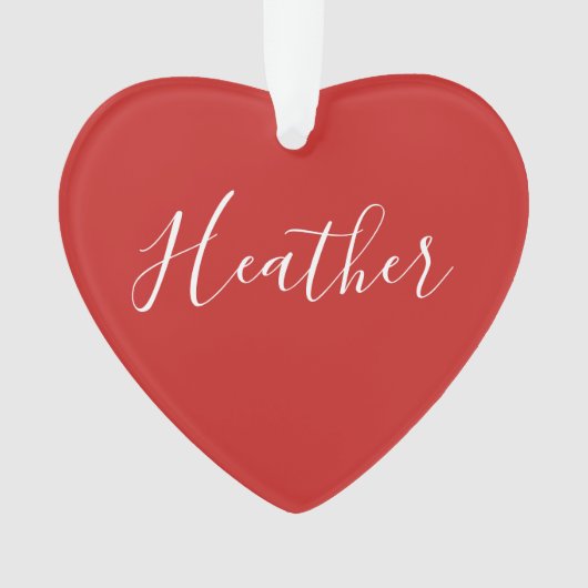 赤のカスタムの白いスクリプト オーナメント (正面)