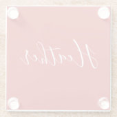 赤のカスタムの白いスクリプト ガラスコースター (裏面)