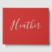 赤のカスタムの白いスクリプト ゲストブック (正面)