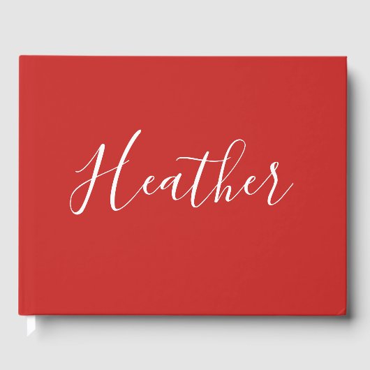 赤のカスタムの白いスクリプト ゲストブック (正面)