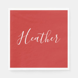 赤のカスタムの白いスクリプト スタンダードランチョンナプキン