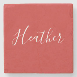 赤のカスタムの白いスクリプト ストーンコースター