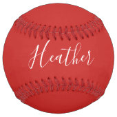 赤のカスタムの白いスクリプト ソフトボール (裏面)