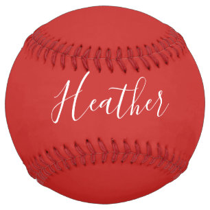 赤のカスタムの白いスクリプト ソフトボール
