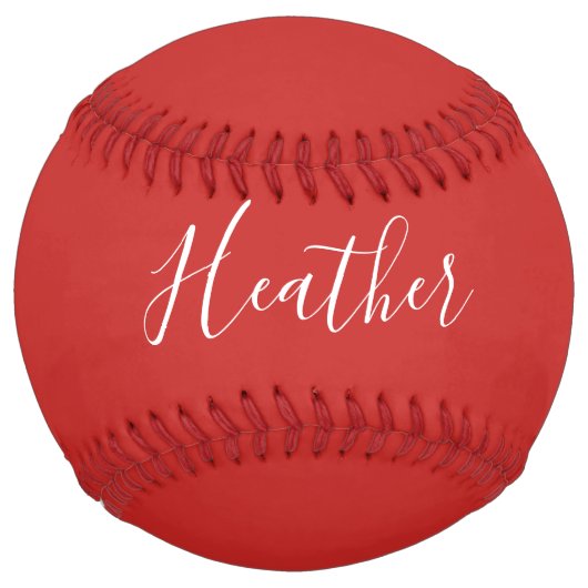 赤のカスタムの白いスクリプト ソフトボール (正面)