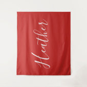 赤のカスタムの白いスクリプト タペストリー (正面)