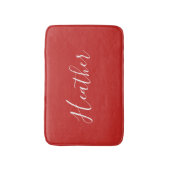 赤のカスタムの白いスクリプト バスマット (正面縦)