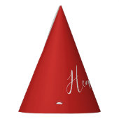 赤のカスタムの白いスクリプト パーティーハット (左)