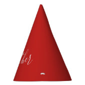 赤のカスタムの白いスクリプト パーティーハット (右)