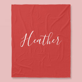 赤のカスタムの白いスクリプト フリースブランケット