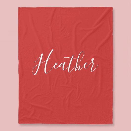 赤のカスタムの白いスクリプト フリースブランケット