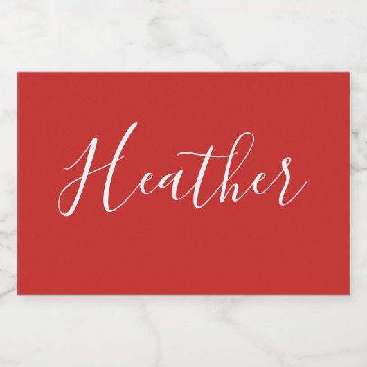 赤のカスタムの白いスクリプト フードラベル (シングルラベル)