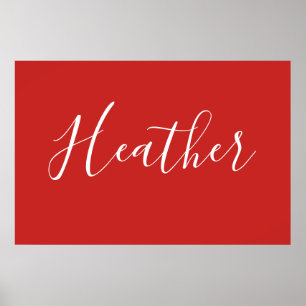 赤のカスタムの白いスクリプト ポスター