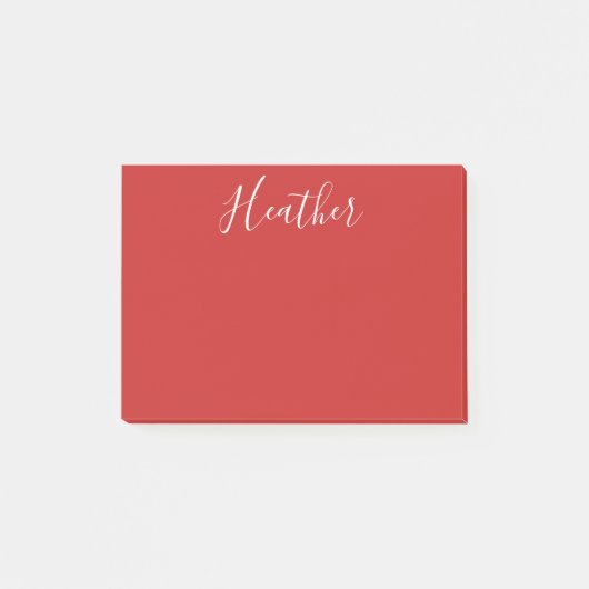 赤のカスタムの白いスクリプト ポストイット (正面)