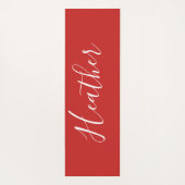 赤のカスタムの白いスクリプト ヨガマット (裏面)