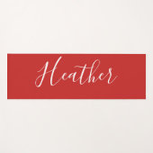 赤のカスタムの白いスクリプト ヨガマット (正面(横))