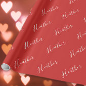 赤のカスタムの白いスクリプト ラッピングペーパー