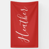 赤のカスタムの白いスクリプト 横断幕 (縦)