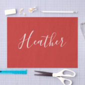 赤のカスタムの白いスクリプト 薄葉紙 (クラフト)