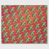 赤のカメのクリスマス ラッピングペーパー (フラット)