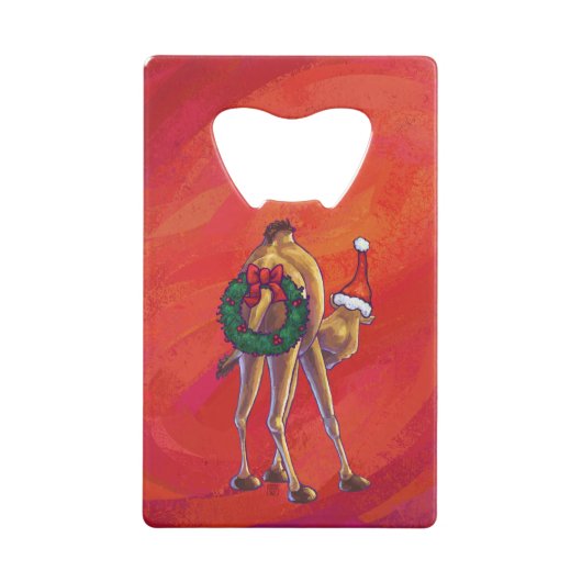 赤のカメルクリスマス クレジットカード栓抜き (裏面)