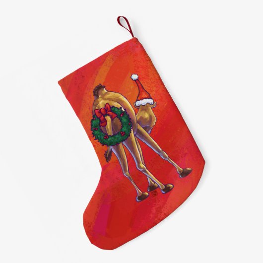 赤のカメルクリスマス スモールクリスマスストッキング (裏面 (吊り時))