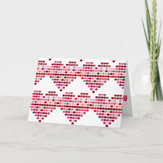 赤のカラーパレット、ハート型の赤いトーン シーズンカード (正面)