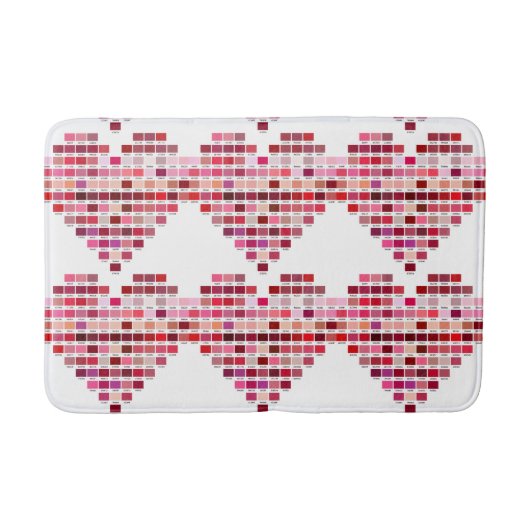 赤のカラーパレット、ハート型の赤い見本 バスマット (正面)