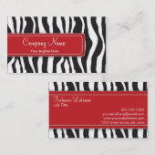 赤のガーリーなシマウマのプリントの名刺 名刺 (正面/裏面)