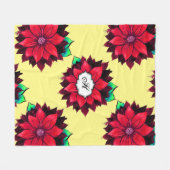 赤のクラシックなポインセチア フリースブランケット (正面(横))