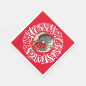 赤のクリスマスにピンポン卓球 スタンダードランチョンナプキン (角)