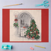 赤のクリスマスウィンドウライト 薄葉紙 (クラフト)