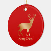 赤のクリスマスゴールデントナカイ セラミックオーナメント (左)