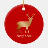 赤のクリスマスゴールデントナカイ セラミックオーナメント (裏面)