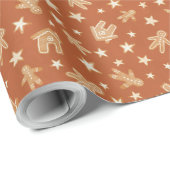 赤のクリスマスジンジャーブレッド ラッピングペーパー (ロールコーナー)